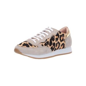 kate spade Beige and Leopard Print Low-Top Sneaker with Gold Accent